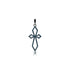 Dominique Cohen delicate art deco cross with hinge bail<br>in blue diamonds and 18k black gold <span class='visuallyhidden'>Text, call 323-404-2959 for shopping help.</span>